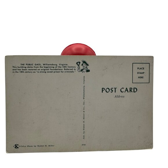 Williamsburg Va Public Gaol Postcard Vintage 18th Century Historic Building - Picture 2 of 2